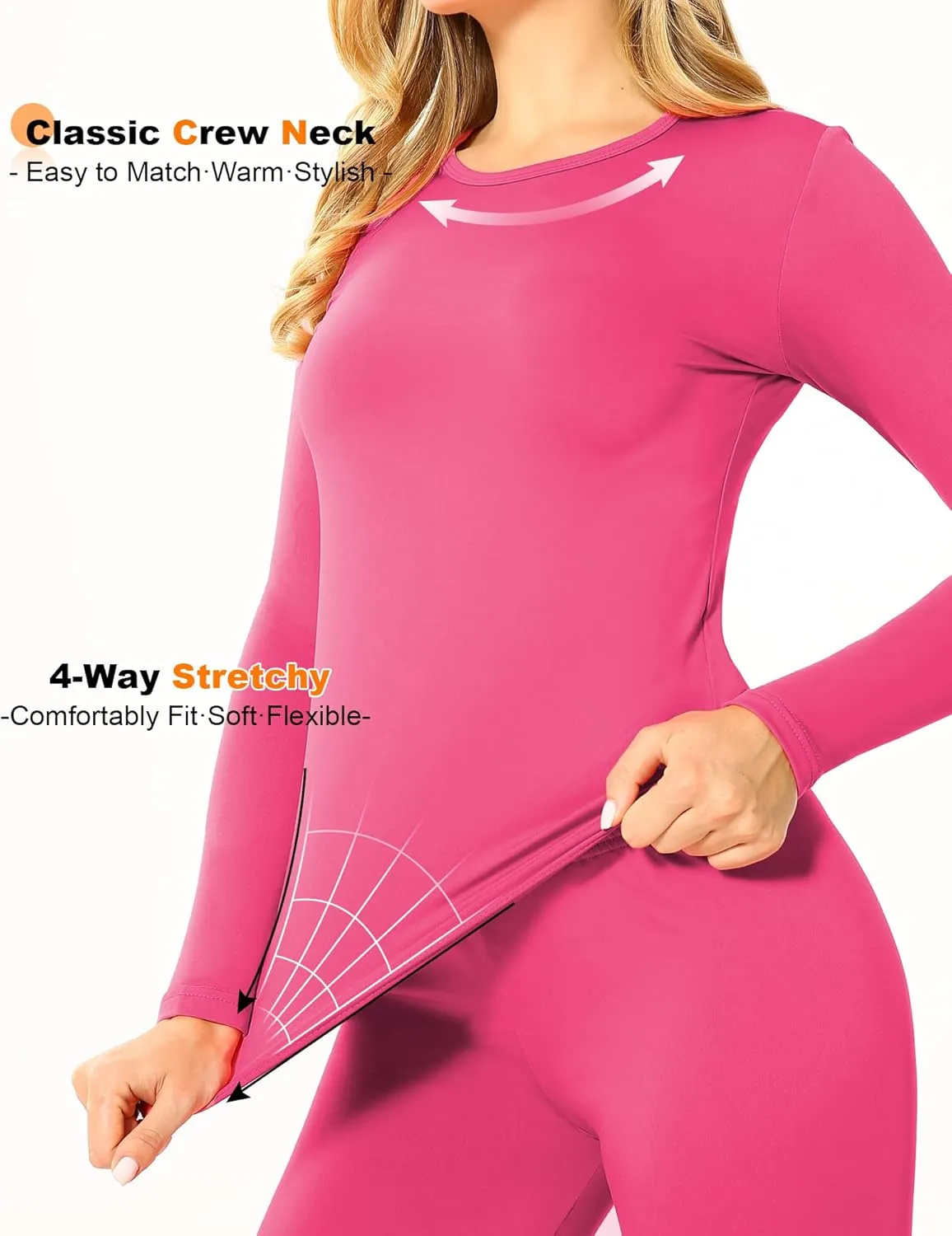 Thermal Underwear Set for Women Long Johns Fleece Lined Base Layer Soft Top Bottom