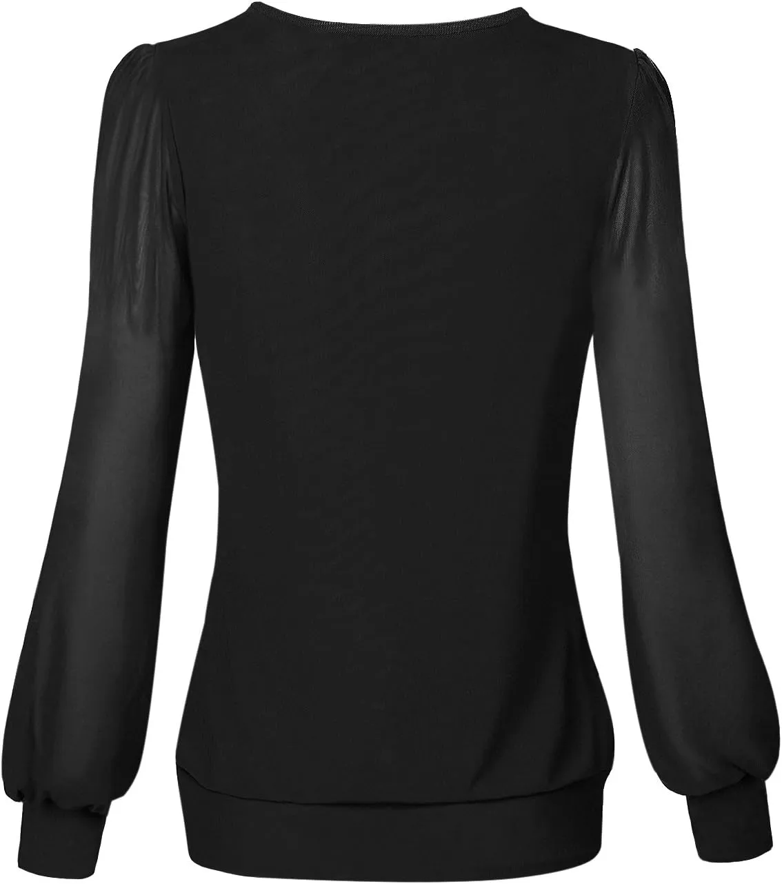 Timeson Women's Long Sleeve Scoop Neck Pleated Front Fitted Blouse Tops