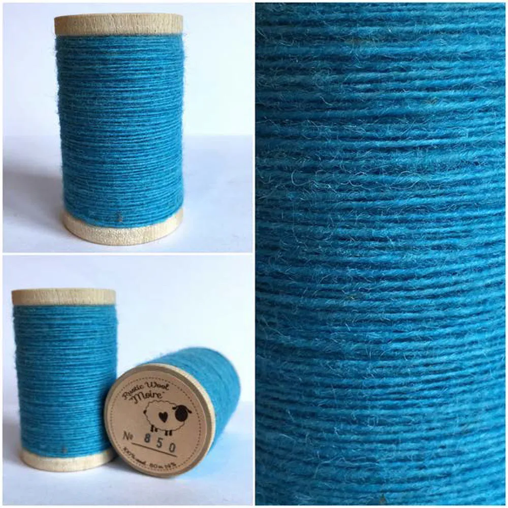 TRUE TURQUOISE Hand Dyed Fat EIGHTH Wool Fabric for Wool Applique and Rug Hooking