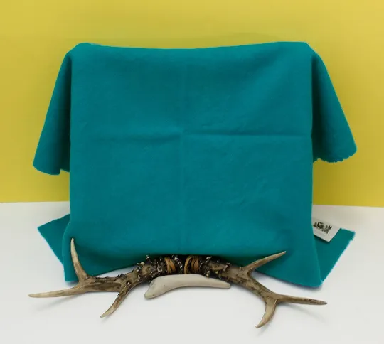 TRUE TURQUOISE Hand Dyed Fat EIGHTH Wool Fabric for Wool Applique and Rug Hooking
