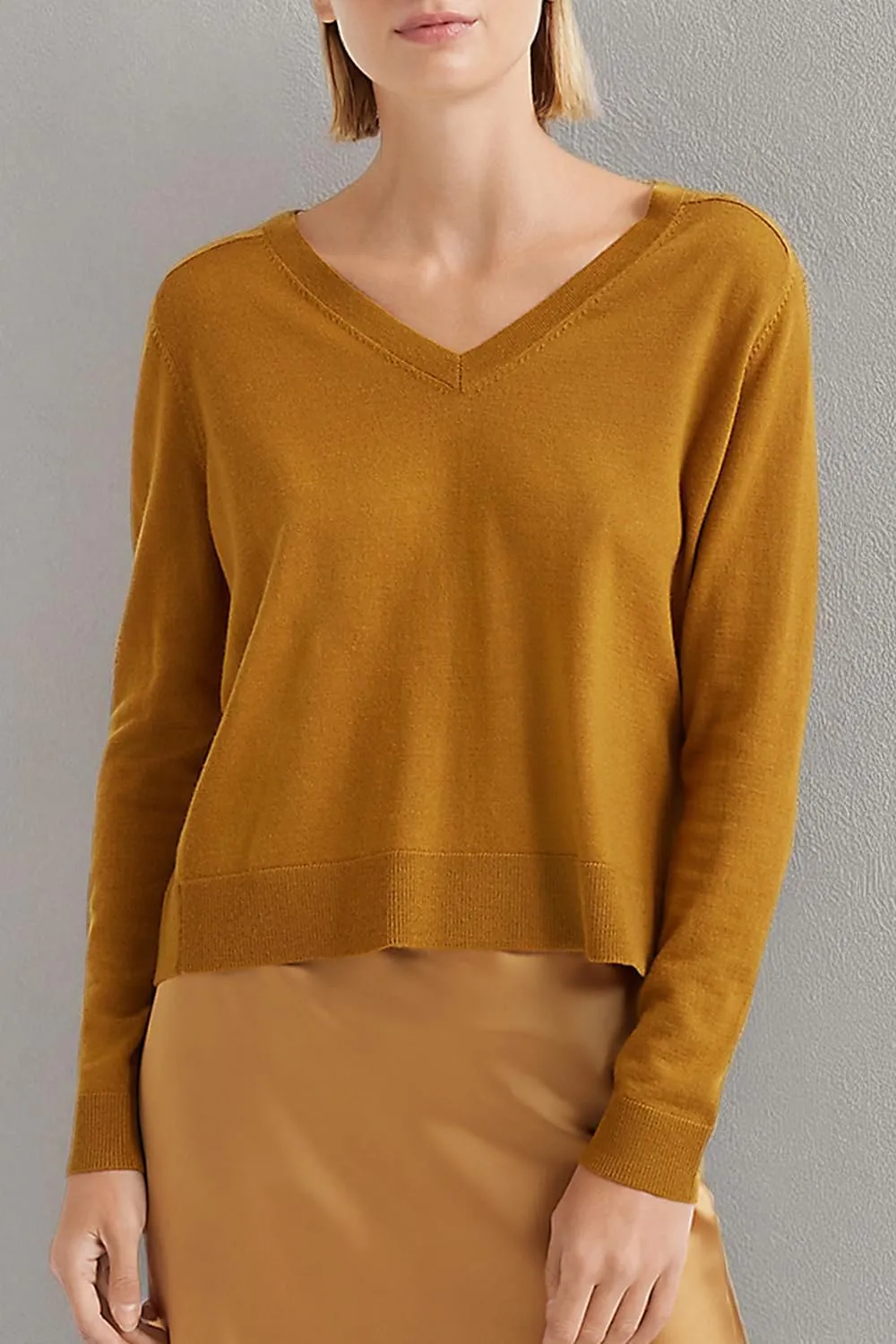 Women's Merino Wool Sweater Casual Lightweight V Neck Raglan Sleeve Knit Top Loose Pullover