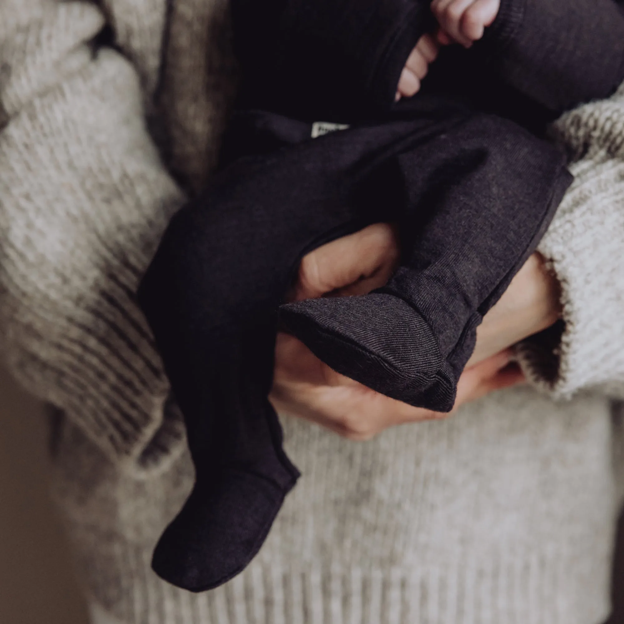 Wool Fleece Footed Pants - Storm