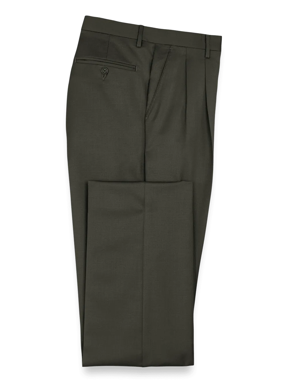 Wool Gabardine Pants - Olive
